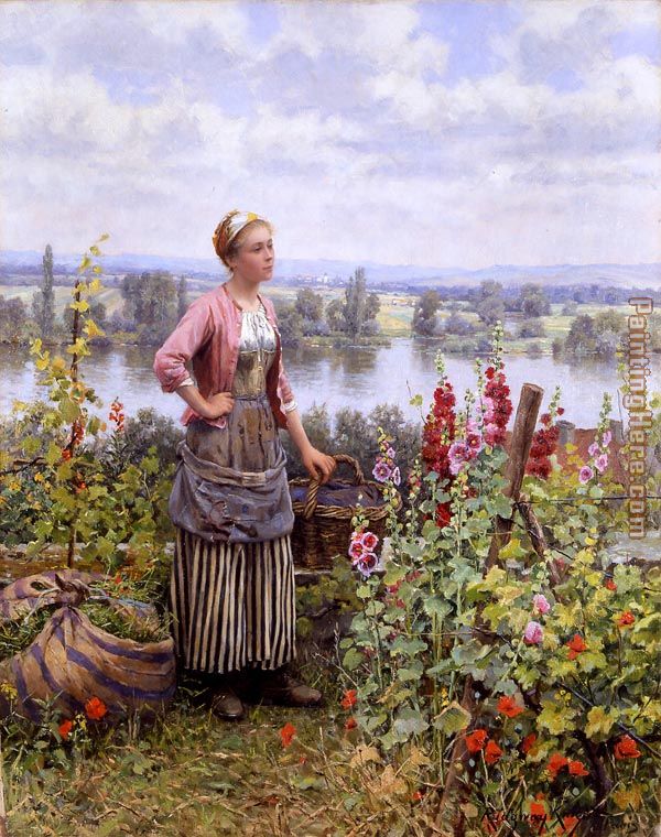 Daniel Ridgway Knight Maria on the Terrace with a Bundle of Grass